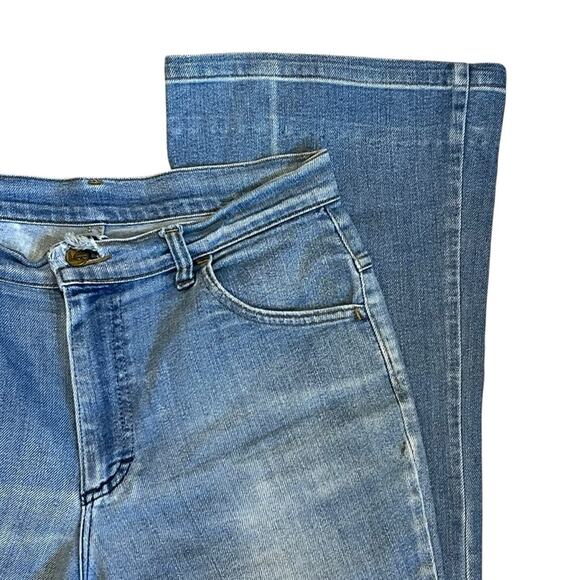 Lee Women’s Sz 27 Vintage 70s Bell Bottom Jeans Cotton USA Made Faded Thrashed - Picture 5 of 16